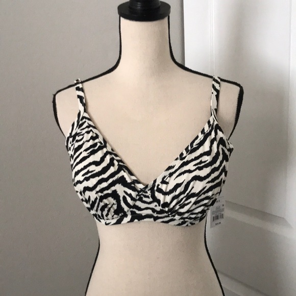 NEW-SHADE & SHORE Underwire Animal Print Bikini Top | 38D - Picture 1 of 12